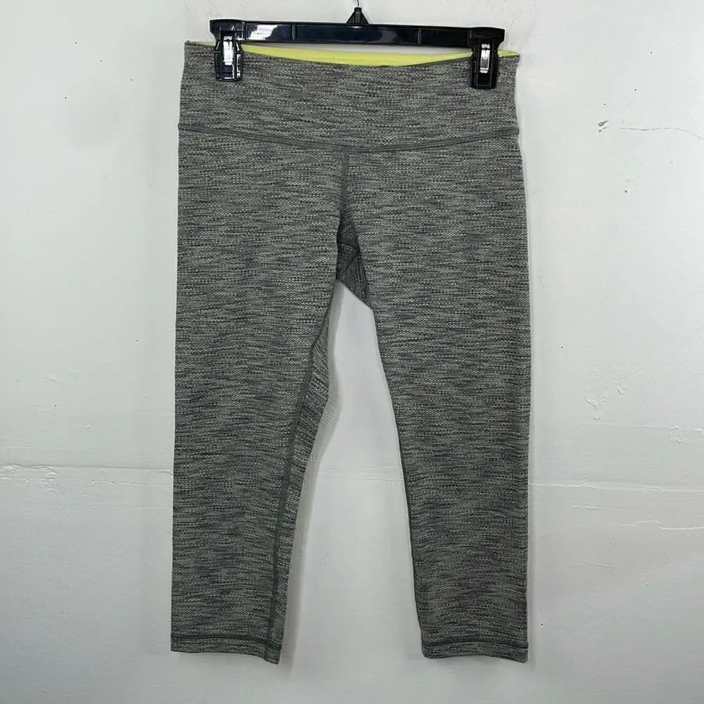 Lululemon Wunder Under Crop 6 Diamond Jacquard Space Dye Slate Clarity Yellow